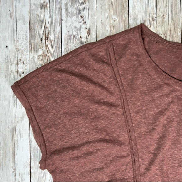 Max Studio Oversized Linen Blend Top Medium Rust Brown - Picture 6 of 7